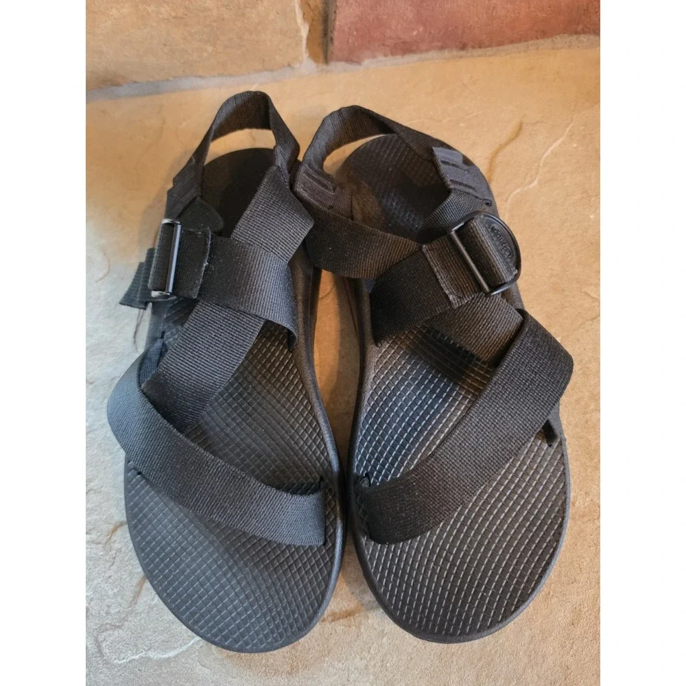 Chaco Mega Z Cloud Sandals Mens Sz 12 Black Hiking Sports Wide Straps J106635